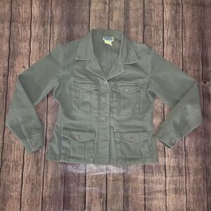 Vintage Overdrive Utility Jacket L Olive Green Bella Swan Y2K Cargo Indie Sleaze